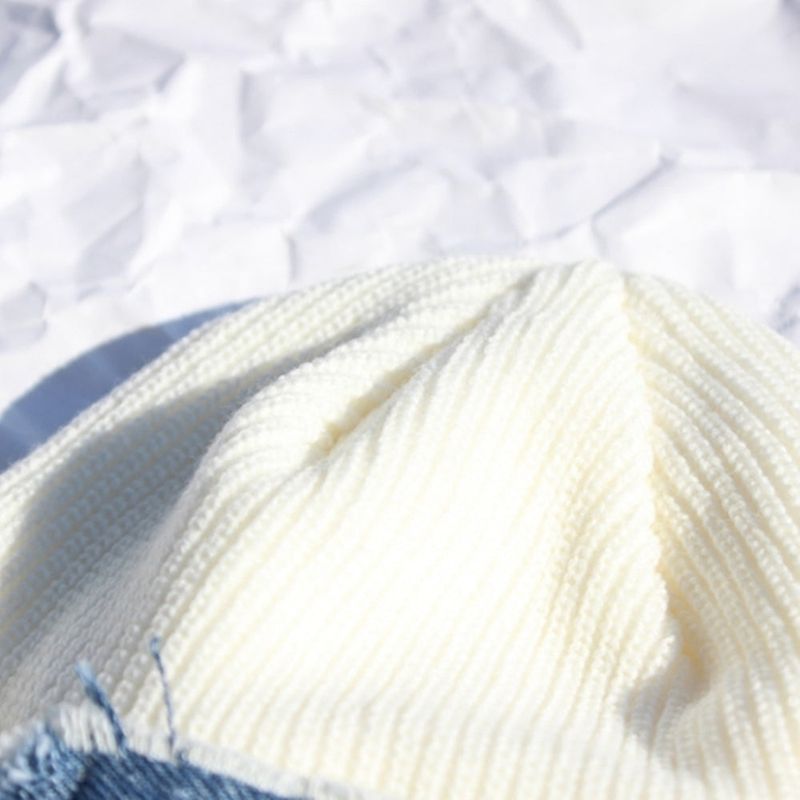 denim patchwork watch cap (white)