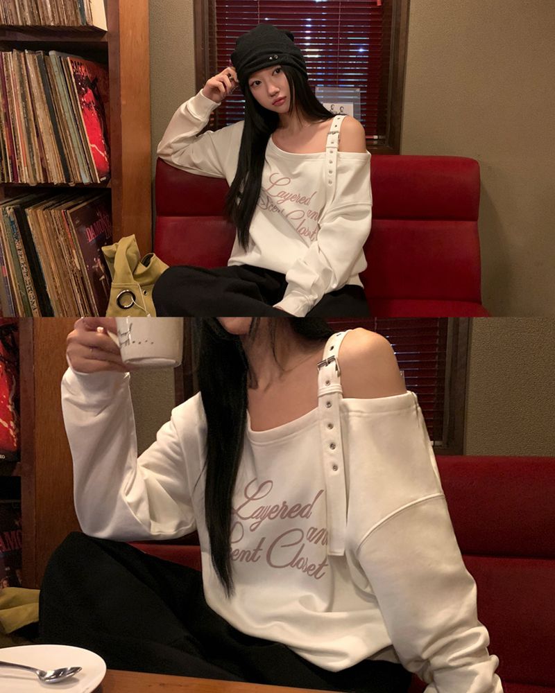 [ORIGINAL] Sugar Buckle Off-Shoulder sweatshirt