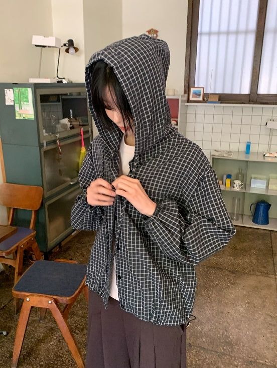 BAON（バオン）の「Attil check hood long sleeve shirt（Tops）」