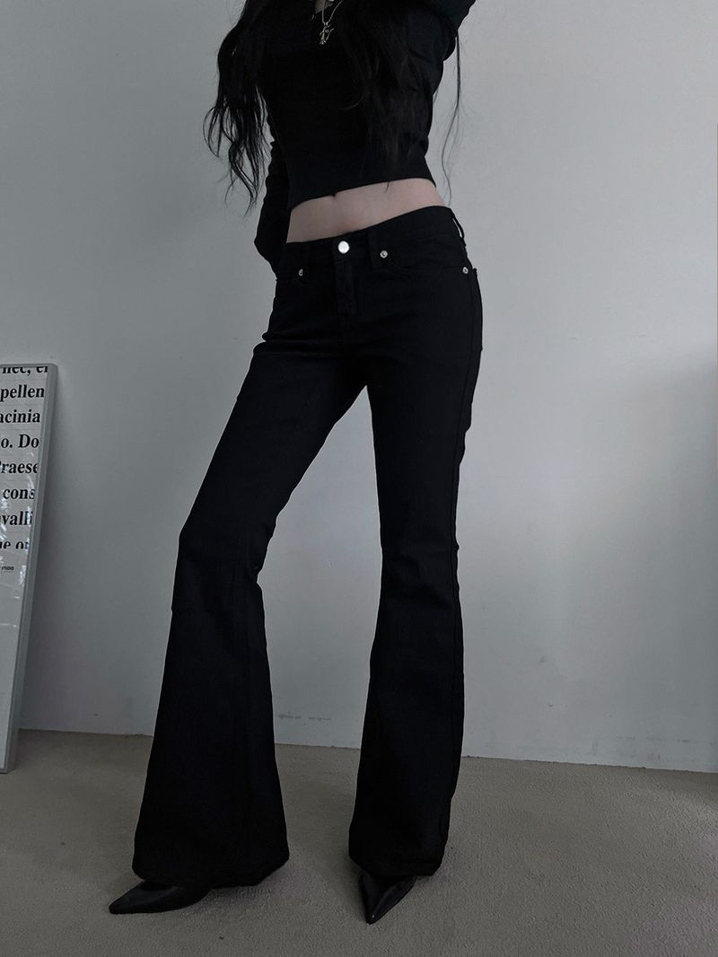 low rise black bootcut denim