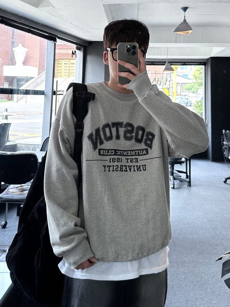 보스턴 나염 오버핏 맨투맨
