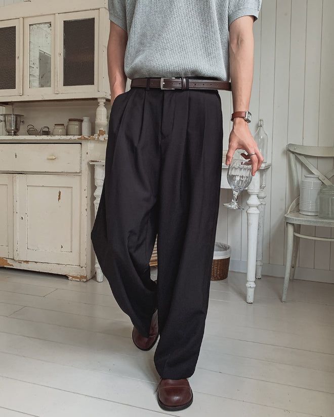 Dainel Two-Tuck Wide Slacks