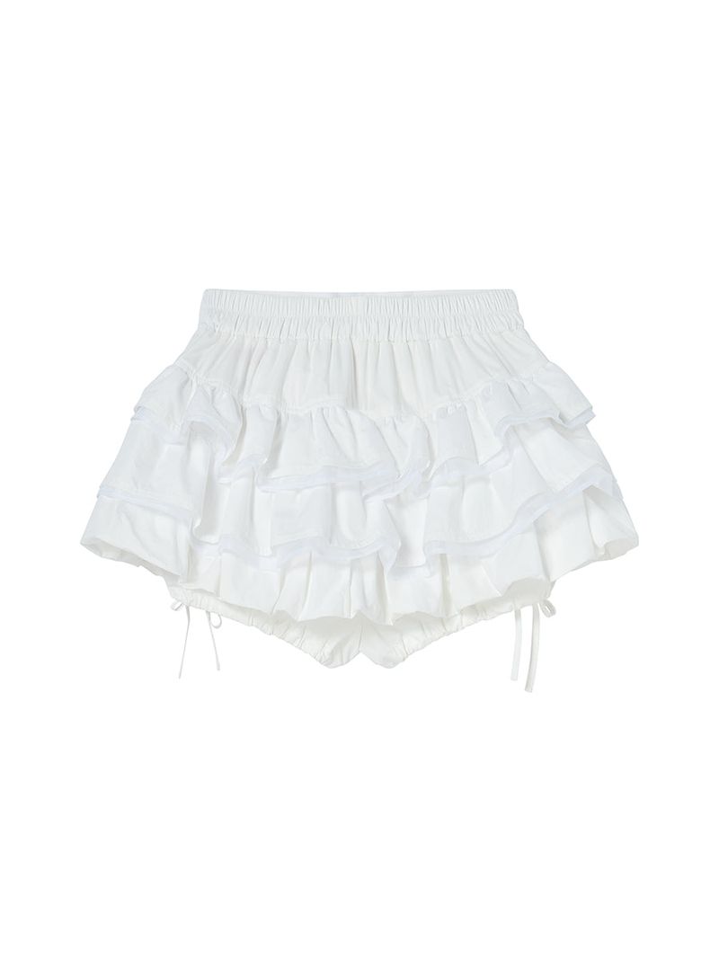 BALLOON FRILL SKIRTPANTS WHITE