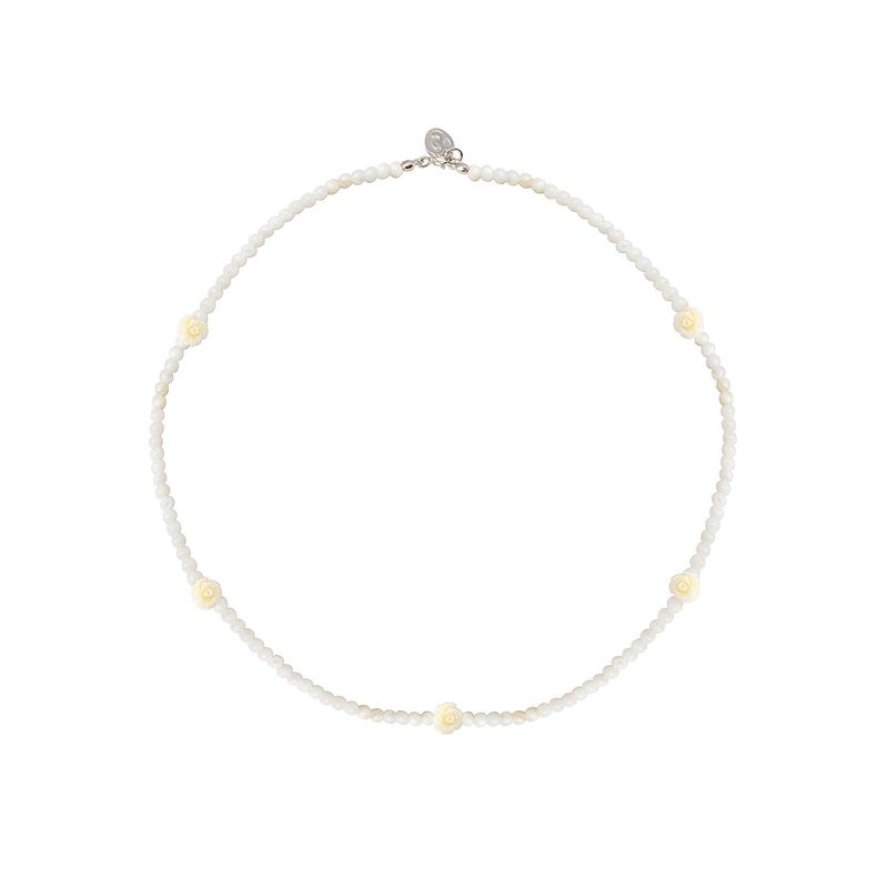 [925 SILVER] Mini Rose Beads Necklace (4colors)