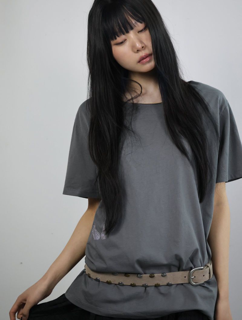 ODDME（オッドミー）の「エンジェルホットフィックスTシャツ -グレー（トップス）」