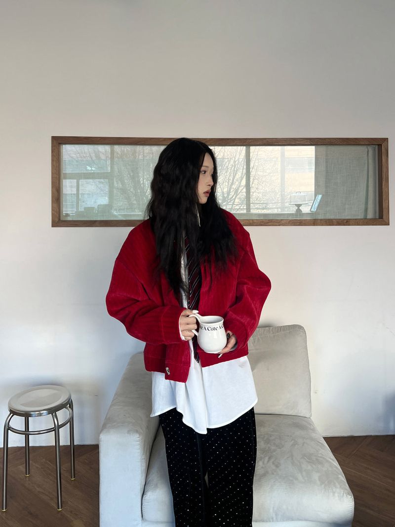 [UNISEX]ベロア オーバーフィット 長袖カーディガンジャケット(3 colors)