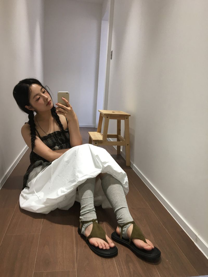 suede strap sandals (2color)