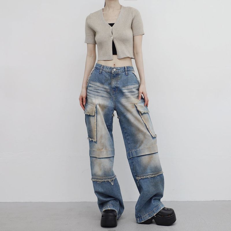 (Unisex) Bison Cargo Wide Denim