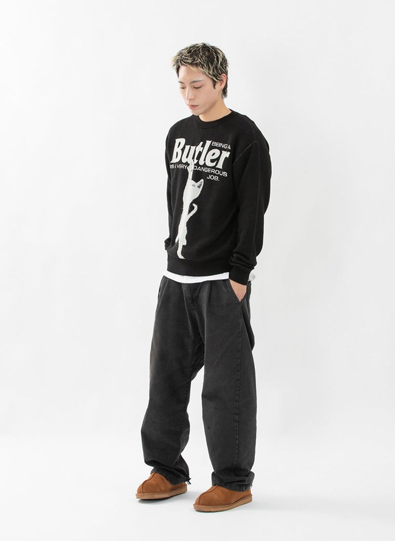CAT BUTLER Knit Sweater (BLACK)