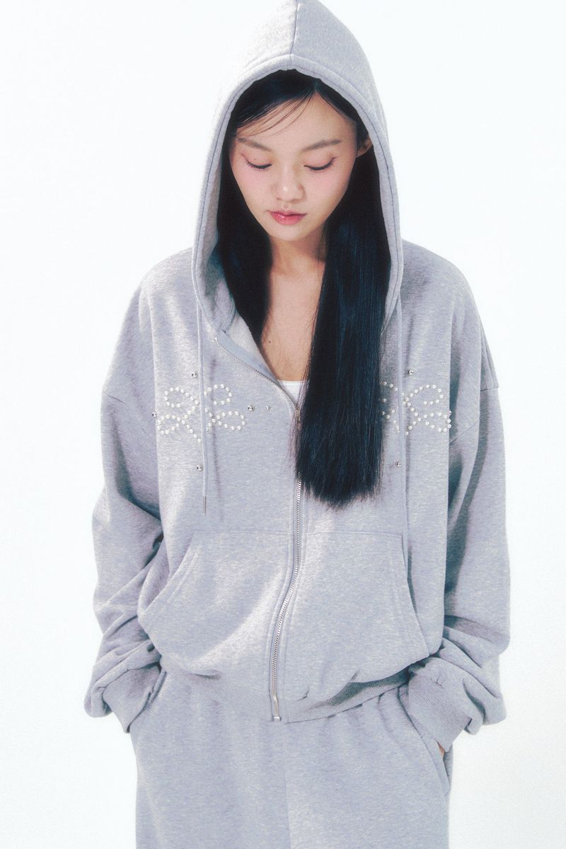 MOILLY(モイリー)の「Pearl Hoodie Zip-Up Gray(Tops)」