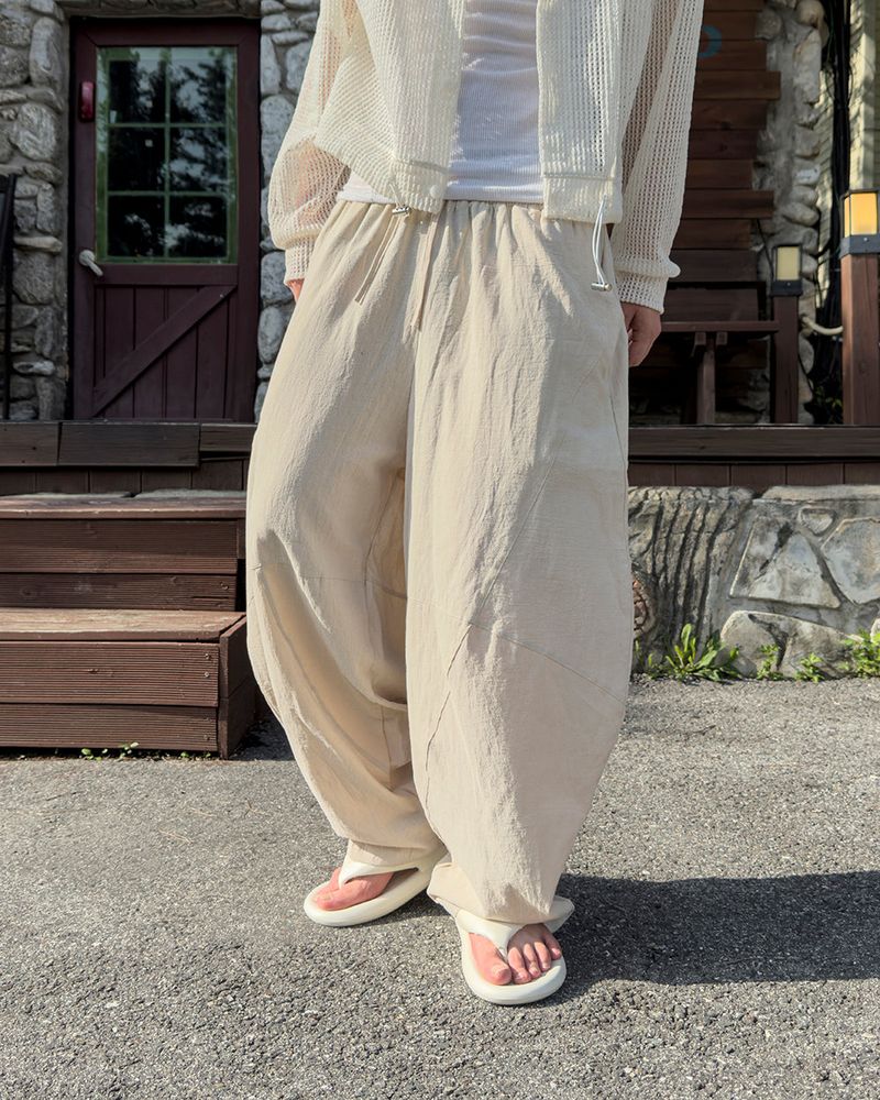 Beo Curved Linen Balloon Pants