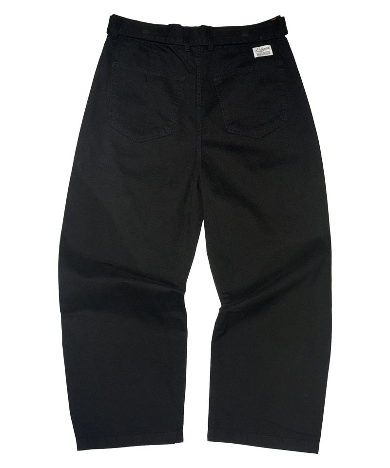 WASHED BELT CURVED PANTS BLACK