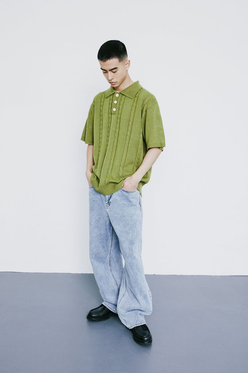 CHAIN CABLE COLLAR HALF KNIT BASIL