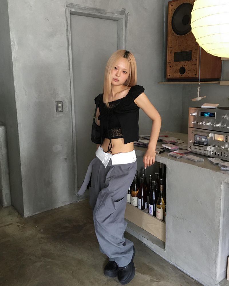 Nylon belted cargo pants