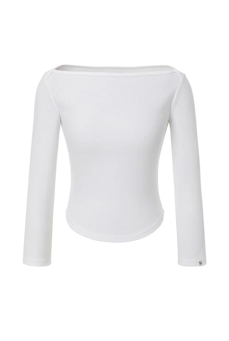 Soft boat neck tee - white