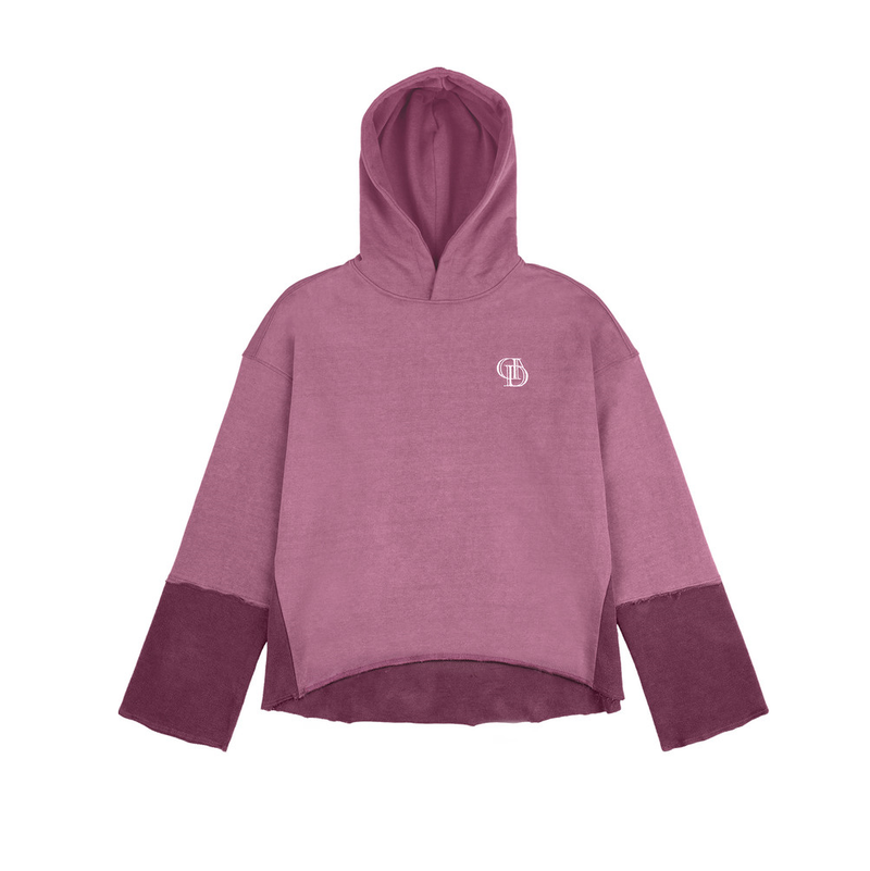 Don't Ask My Plan (DAMP)(ドントアスクマイプラン)の「PIGMENT CUTTED HOODIE_REDDISH PURPLE(Tops)」