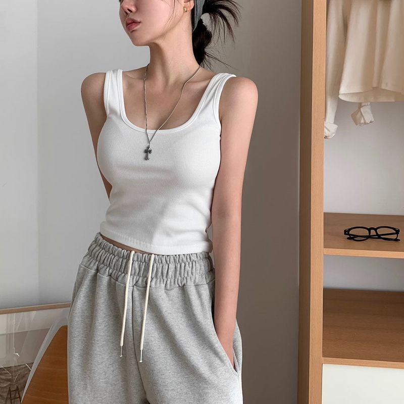 [BELLIDE MADE] Basic rib U-neck camisole
