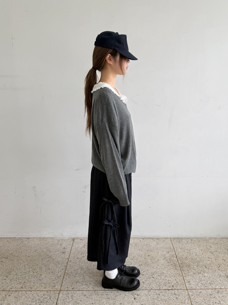 side ribbon wrap pants