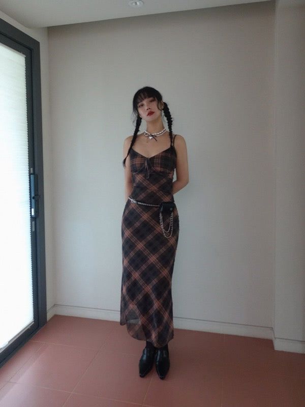 VIVIC（ビビク）の「MUFFIN CHECK MAXI LONG DRESS（Dresses）」