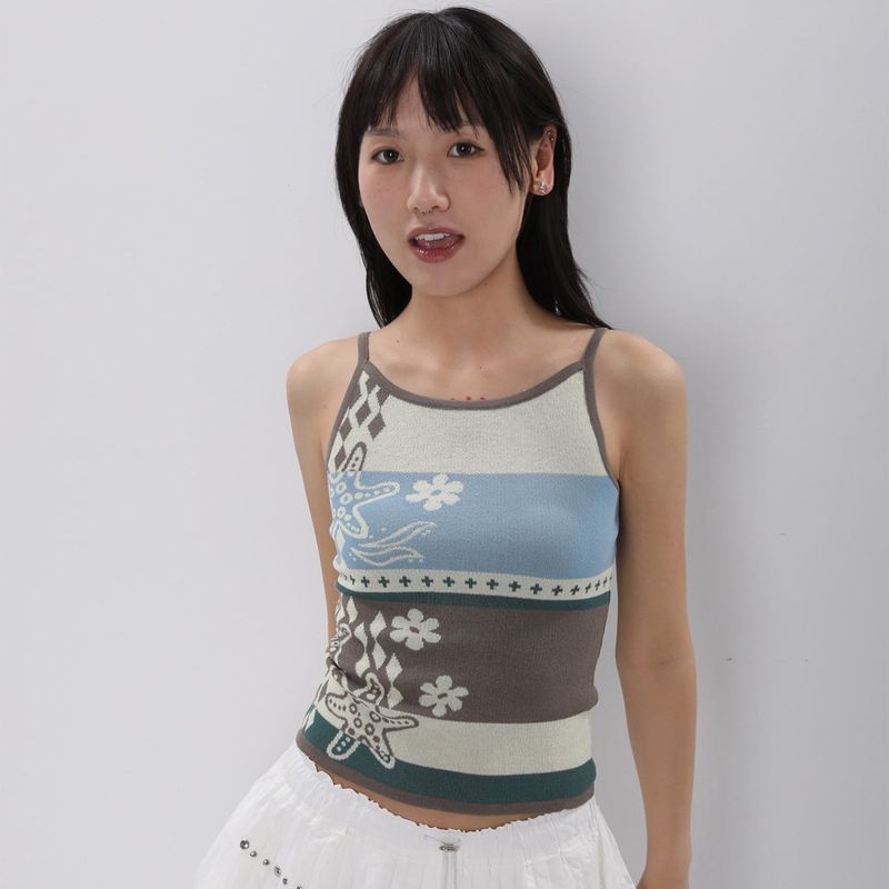 CONFUN（コンファン）の「CONFUN 25SS original pattern jacquard knitted suspenders（Tops）」