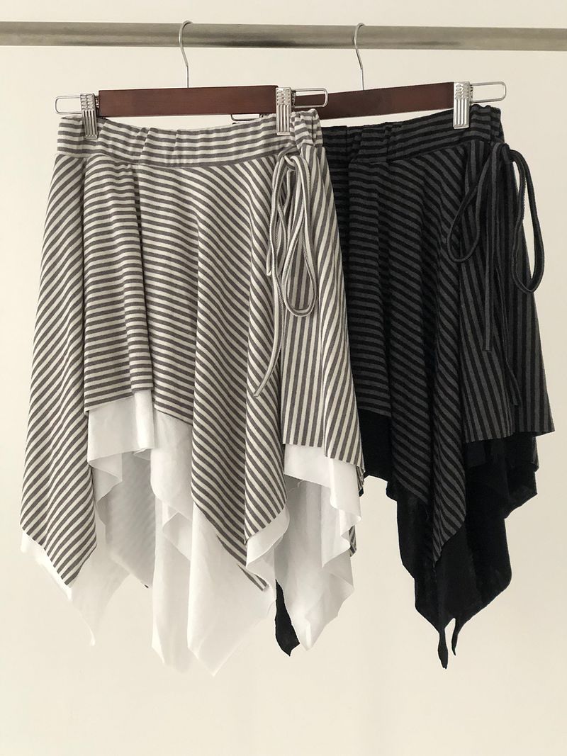 Side Strap Stripe Unbal Skirt
