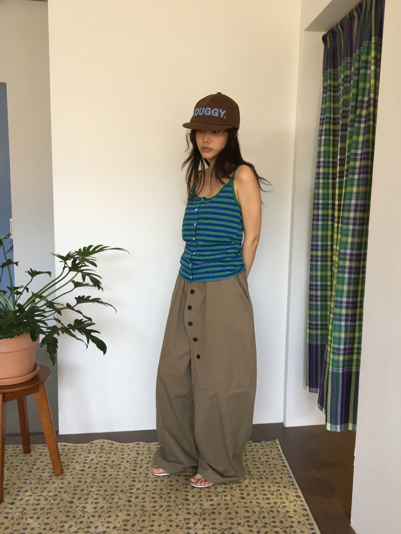 Pobi Striped Button Sleeveless (2color)