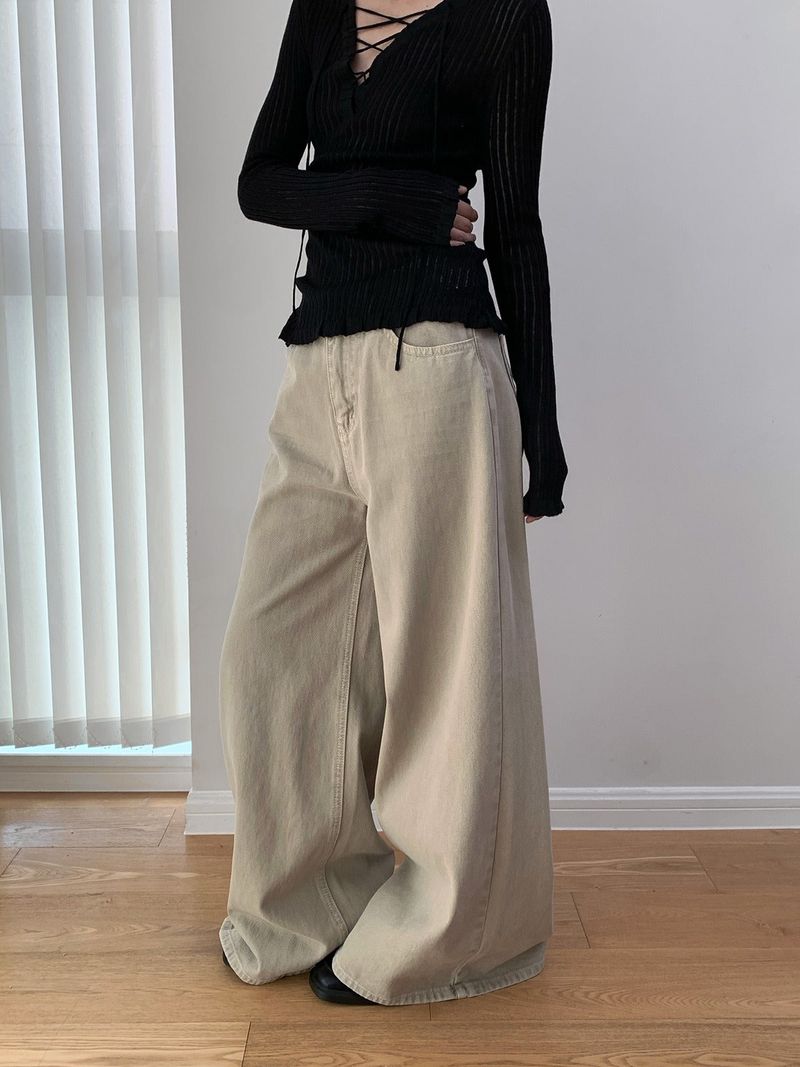 Four Seasons Wide Washed Cotton Pants