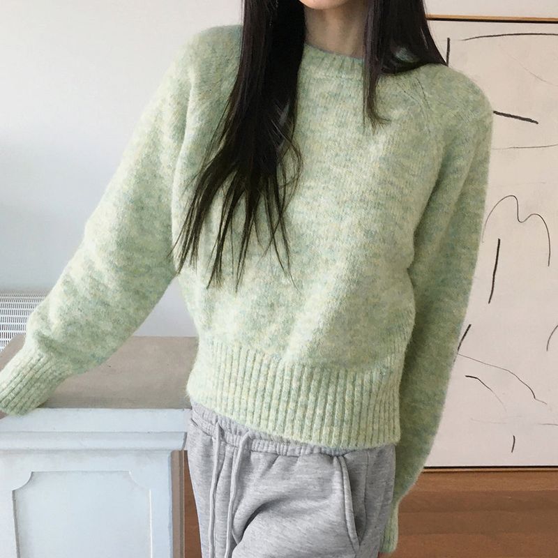 Adieu pastel gradation mix round long sleeve knit
