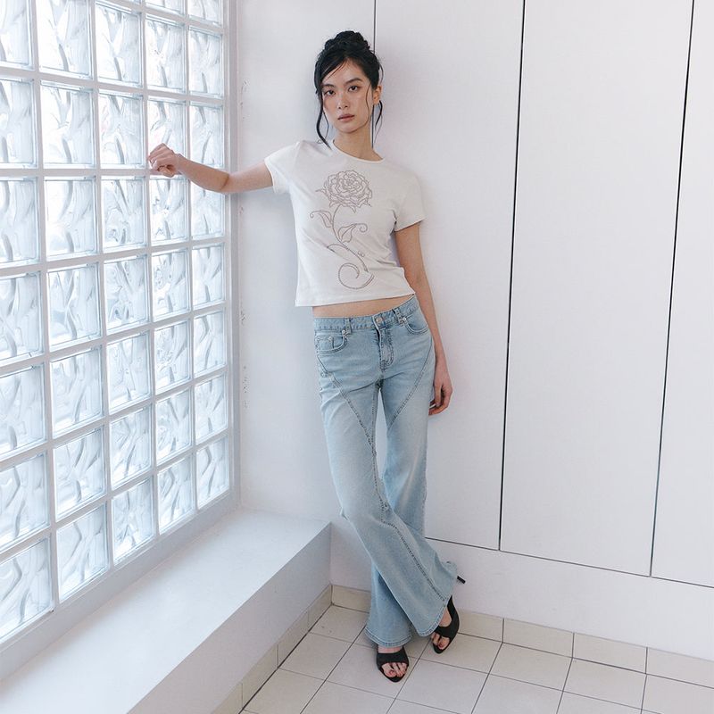 C DIAGONAL SEAM BOOTS-CUT DENIM PANTS_LIGHT BLUE