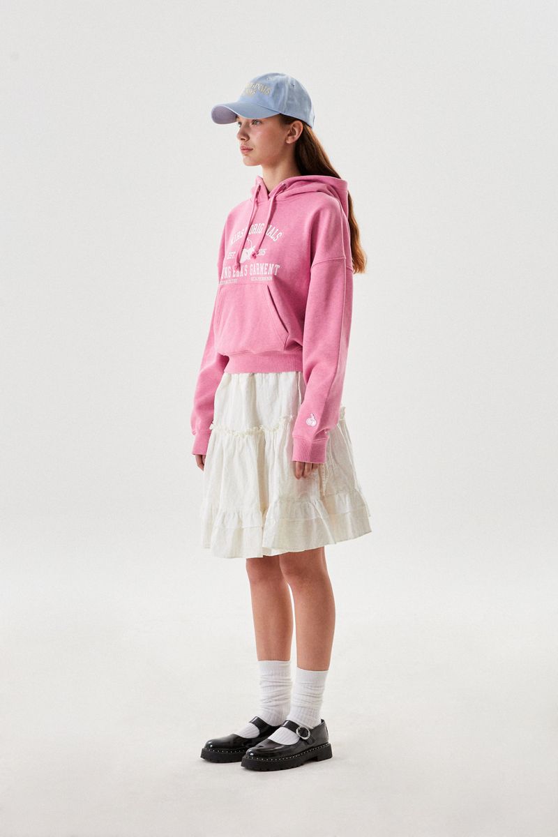 CHERRY ARCH LOGO CROP HOODIE [PINK]