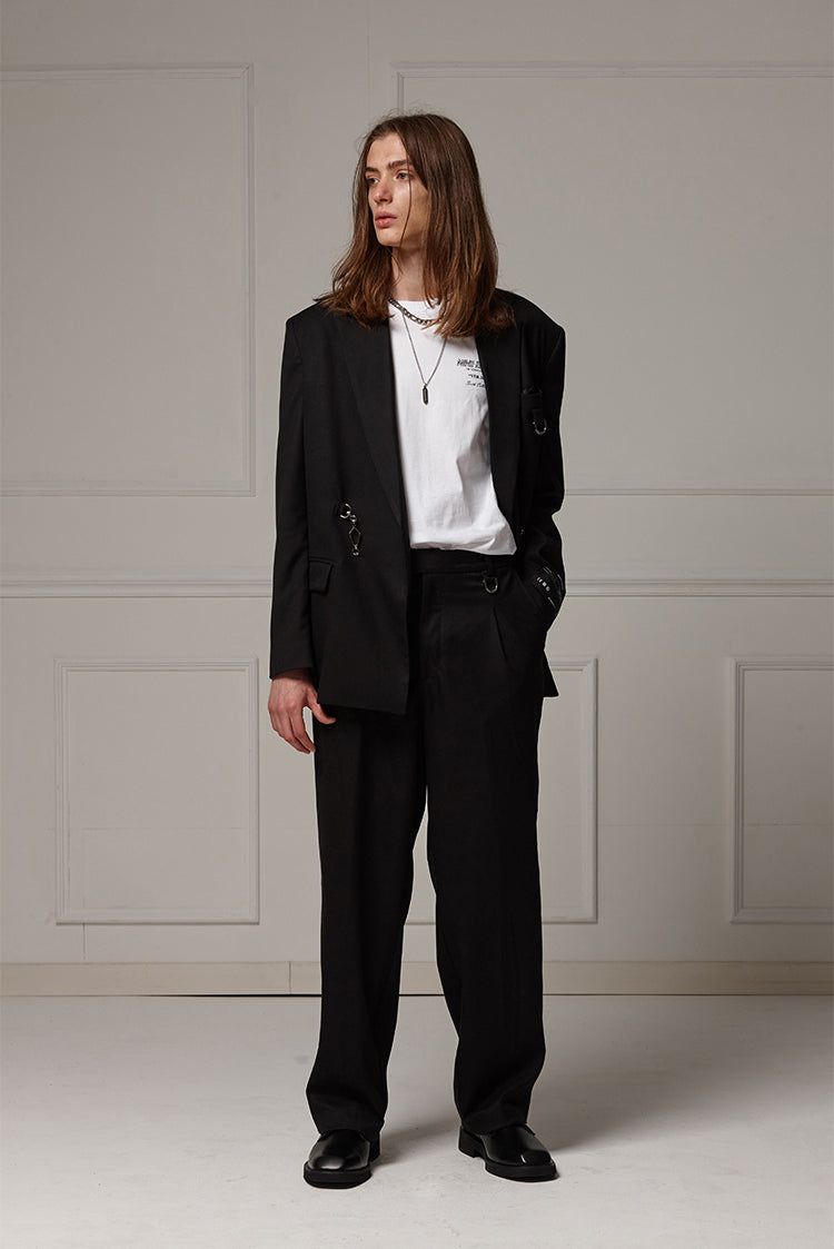 Belted wide slacks