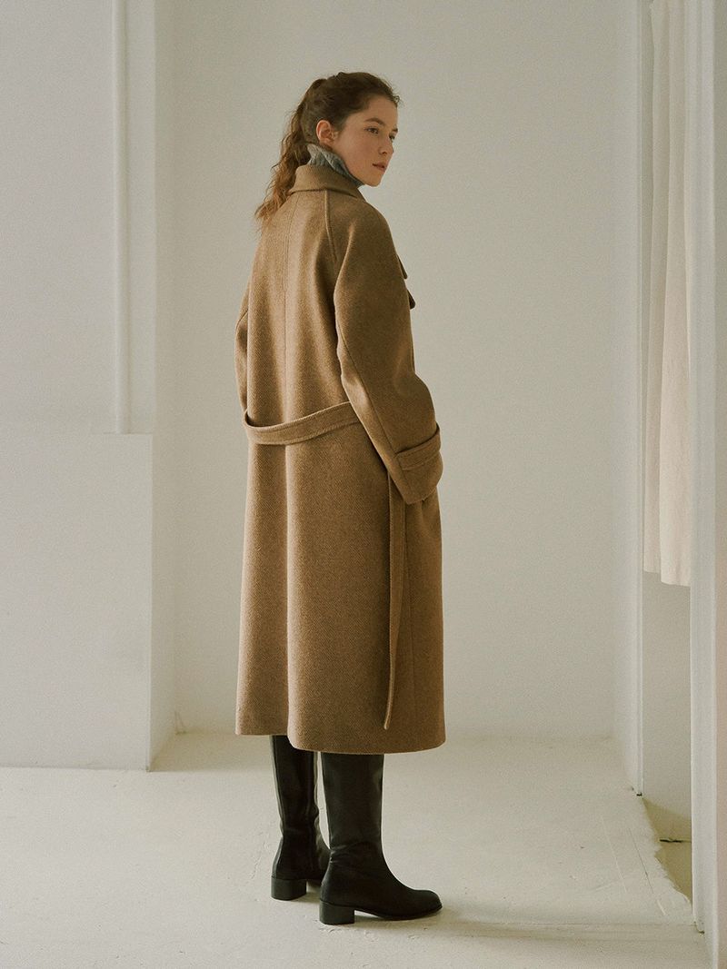 Single wool long coat
