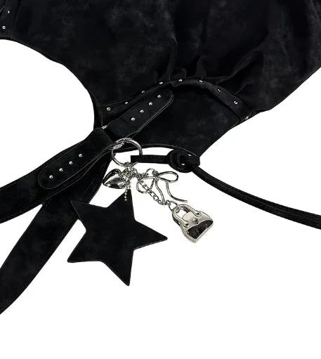 Star Stud Shirring Shoulder Bag