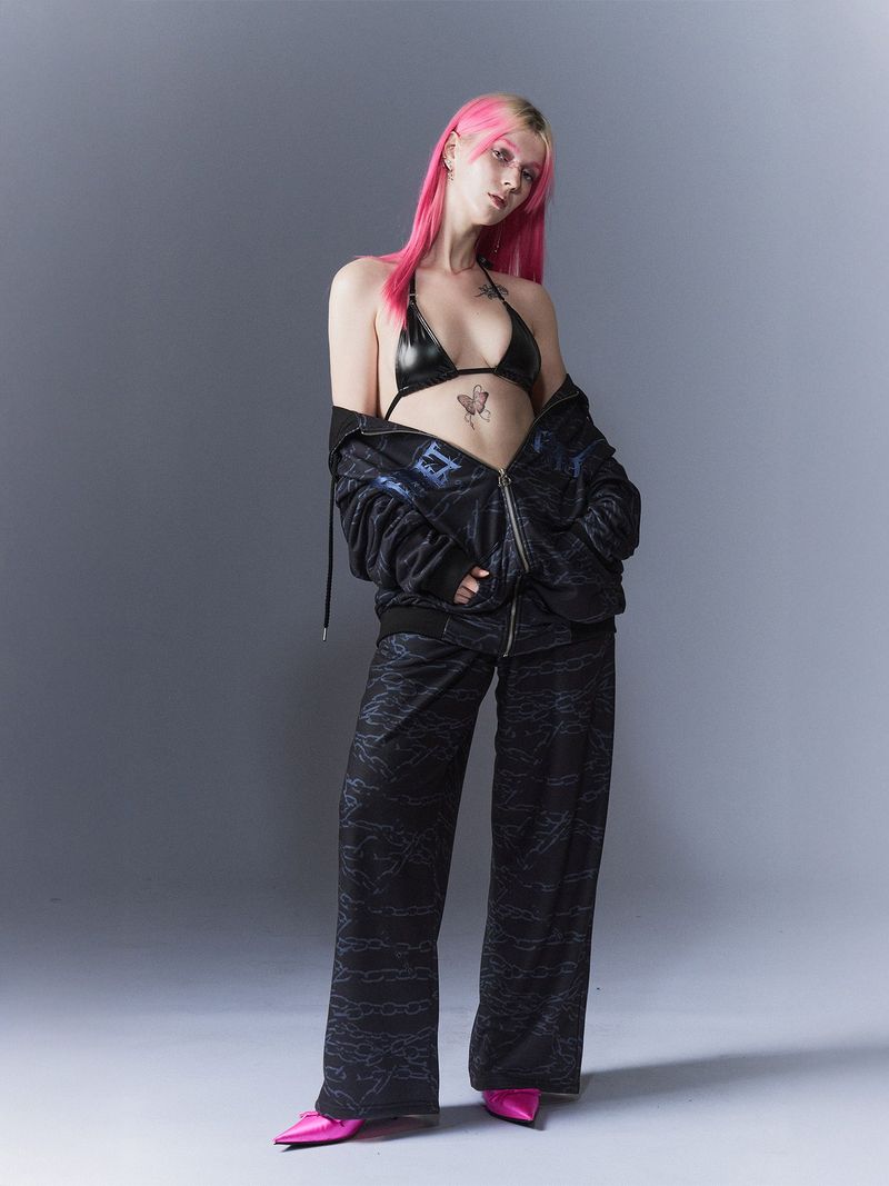 Chain Embroidery Pants