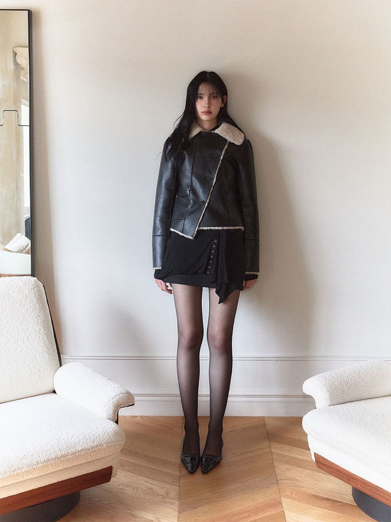 Reversible shearling mustang (Black)