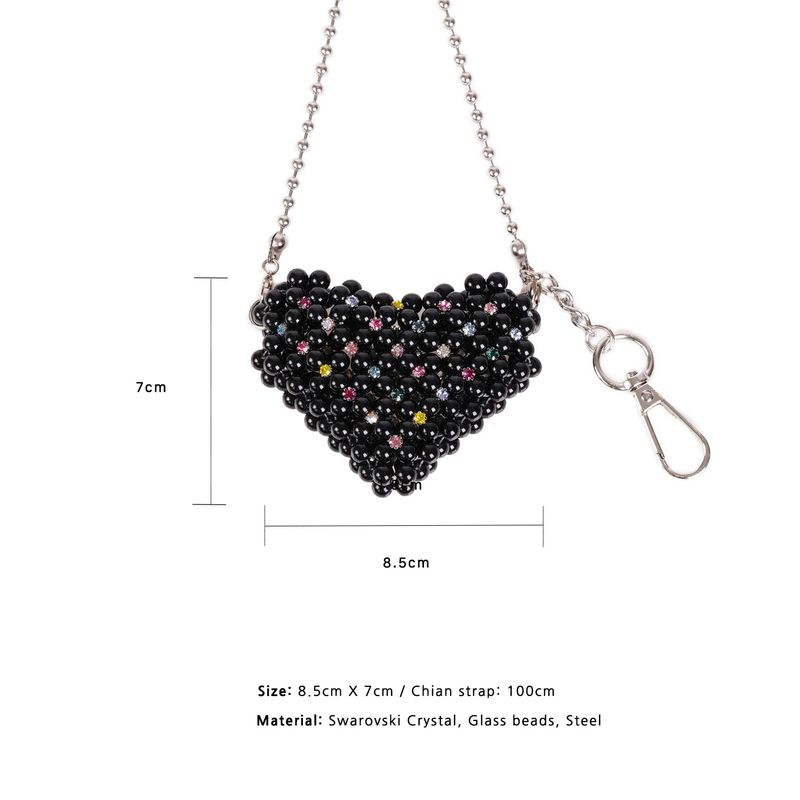LOVE Pearl Crystal Mini Heart BAG_BLACK