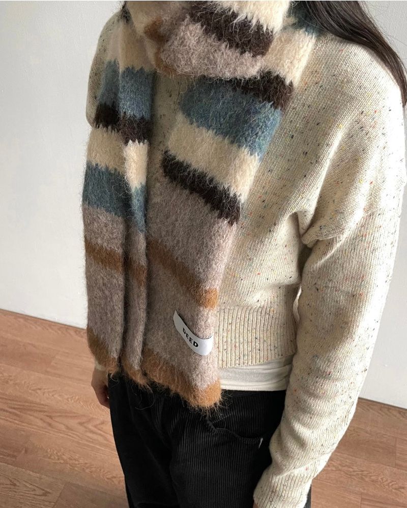 Phyton Mohair Wool Stripe Muffler 4C
