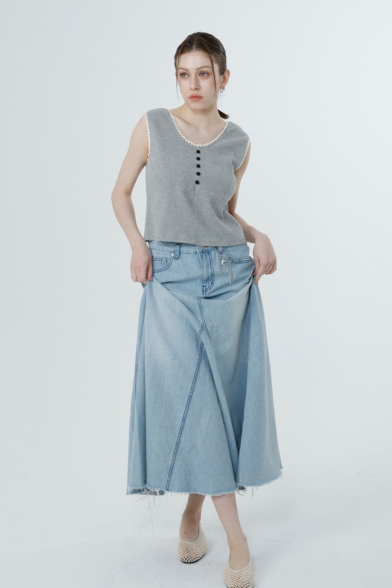 WAFFLE SLEEVELESS_MELANGE GRAY