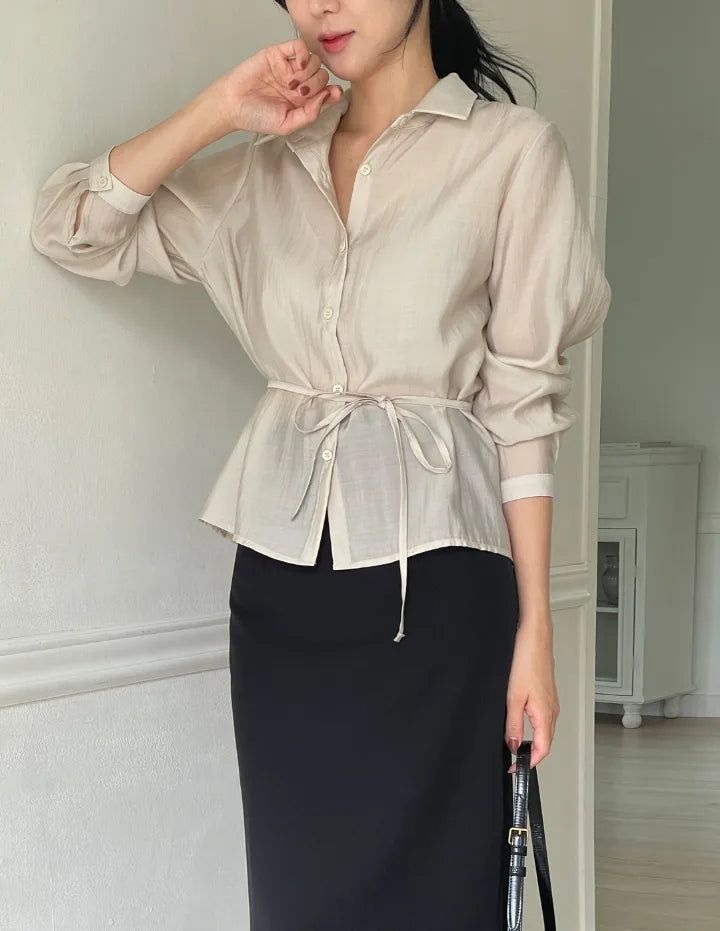 Dren Sheer Shirt Blouse (Strap Set)
