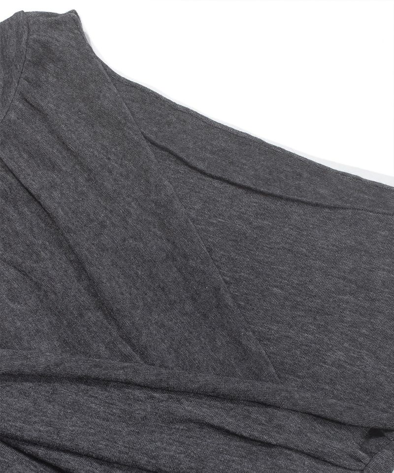 WRAP TIE BOATNECK TOP_Charcoal