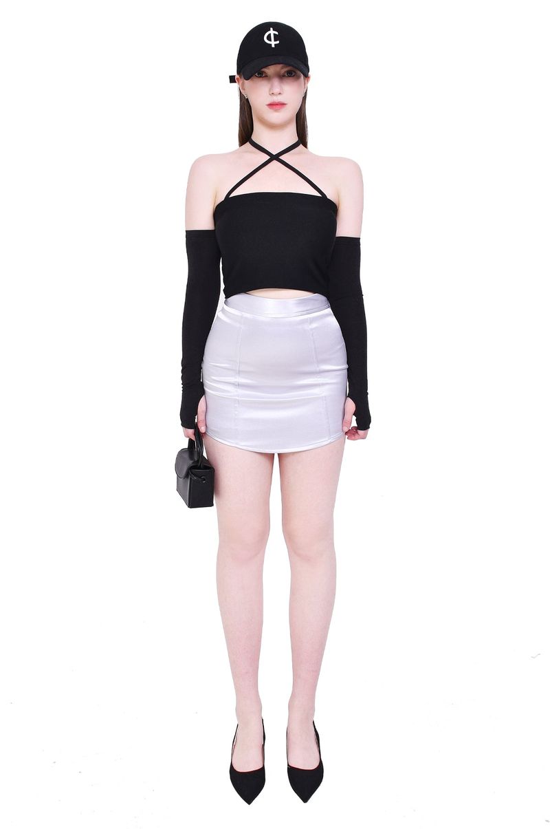 4-way multi tricot jersey span crop tube top (black)