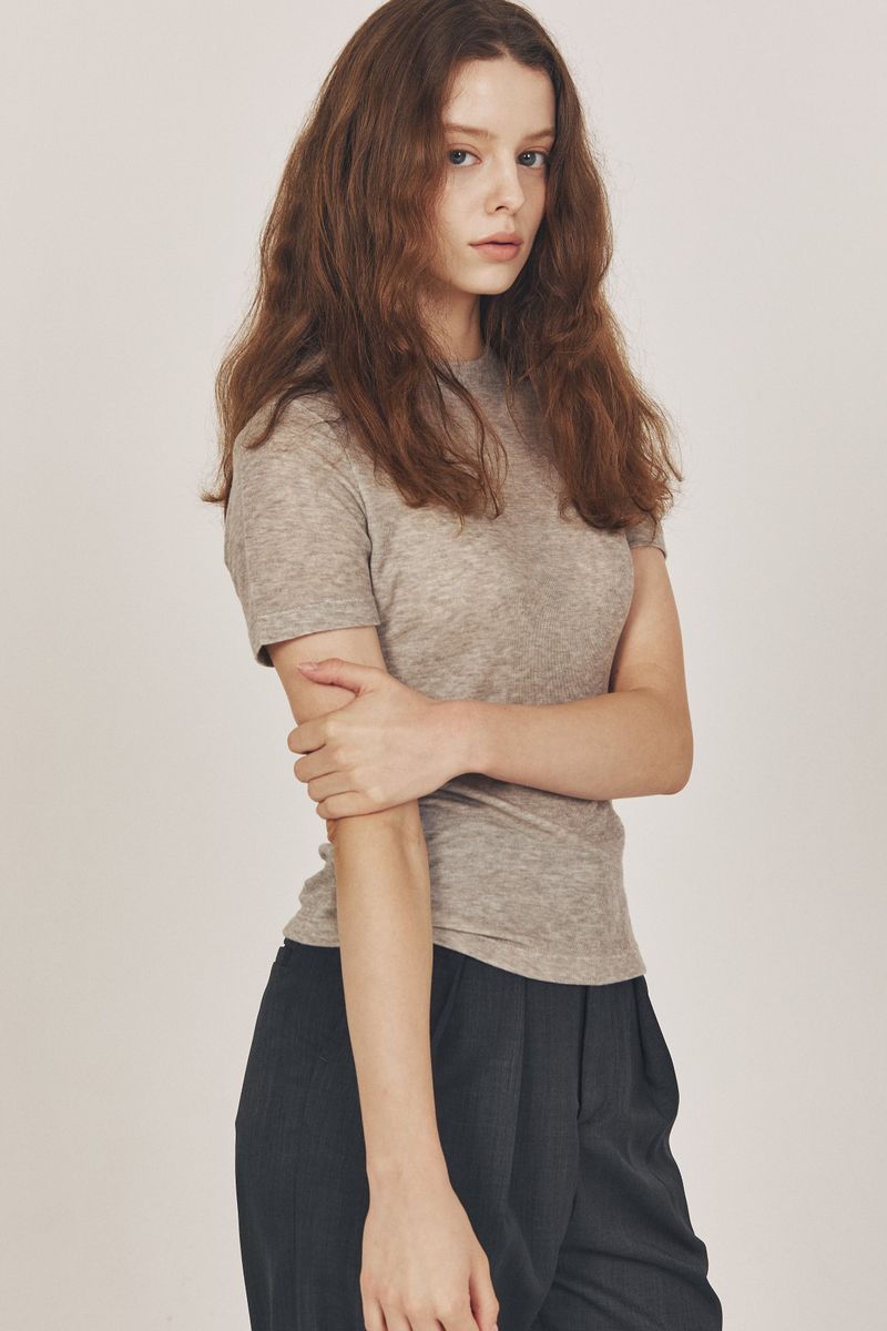 wool blended Half top_grey