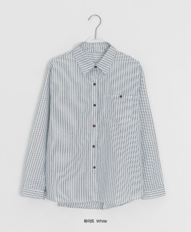 Hiche Stripe Basic Pocket Shirt