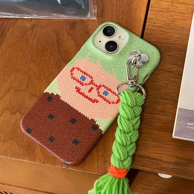 DELPHIN(デルフィン)の「スマイリーフェイスハードケース VER.2 (+HAIR KEYRING SET) - グリーン(スマホグッズ/小物)」