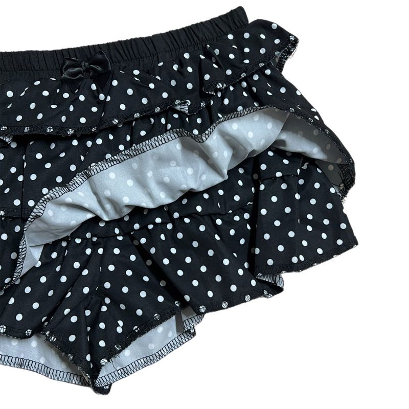 DOTINA Ruffle Dot Mini Pants Skirt (Black)