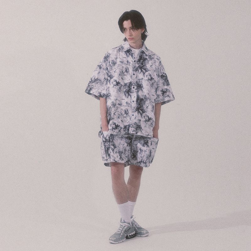 tie-dye half sleeve shirt_white