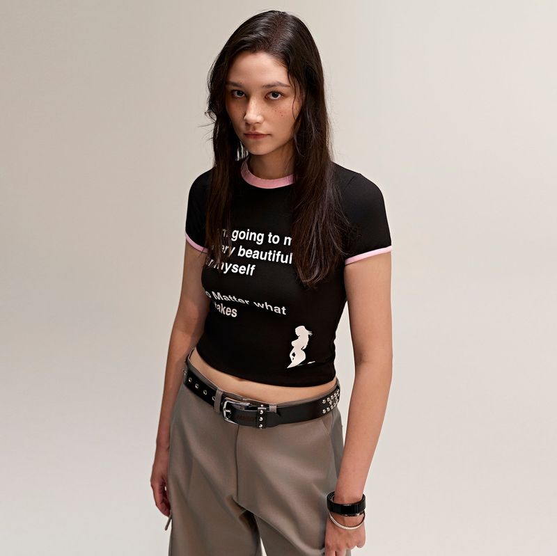 Beautiful Life Ringer Tee Black