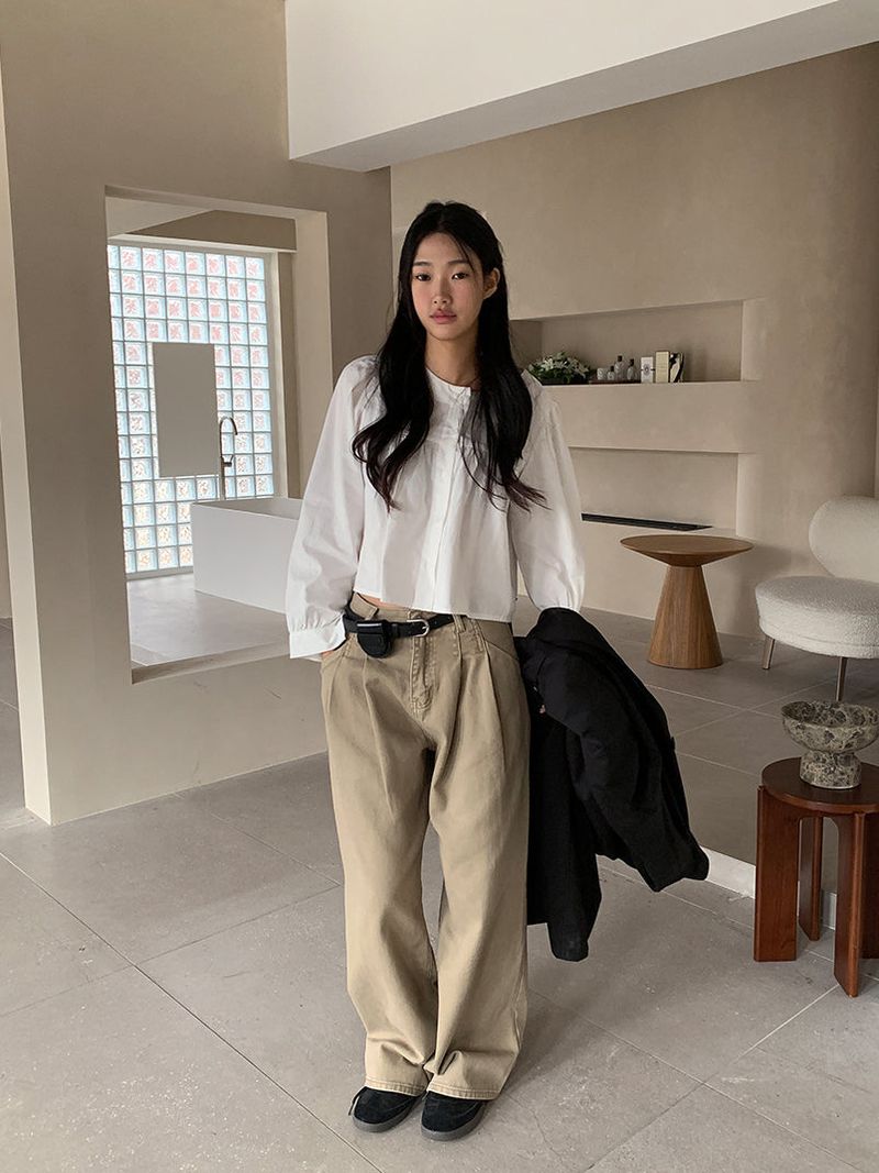 PLAIN WASHED PINTUCK PANTS (2C)