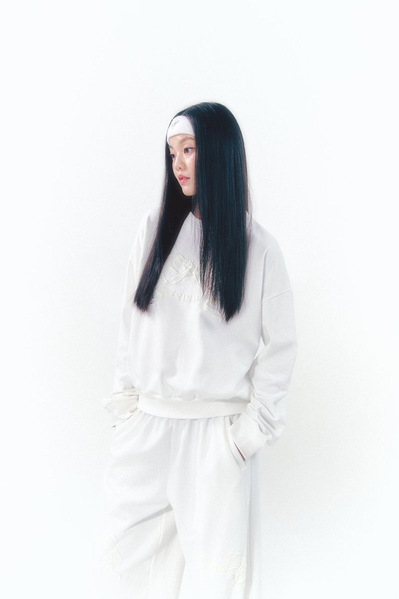 Knee Point Ribbon Jogger Pants White