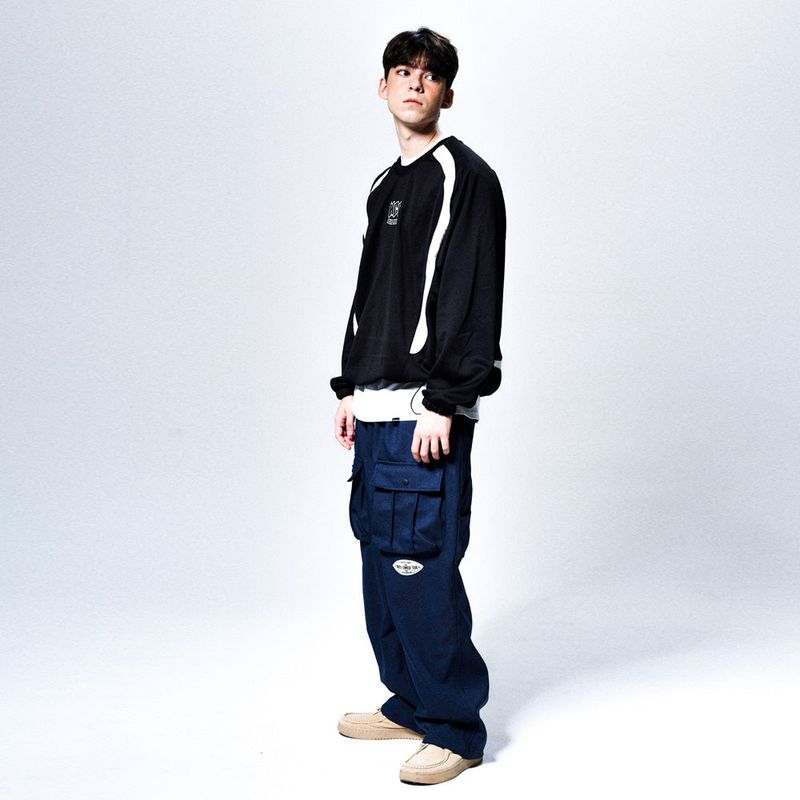 NUMBER EIGHT WIDE CARGO PANTS (NAVY)